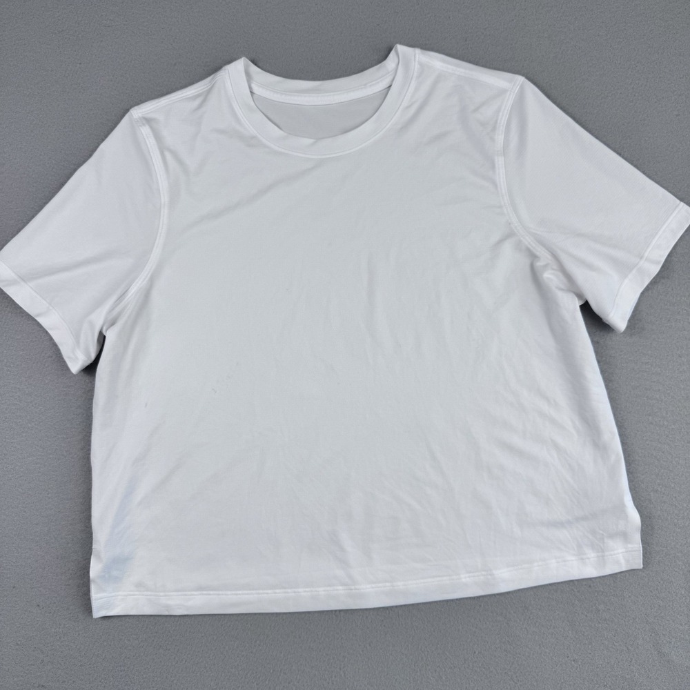Lululemon Cropped Relaxed T-Shirt Women Sm White Short Sleeve Performance Gym